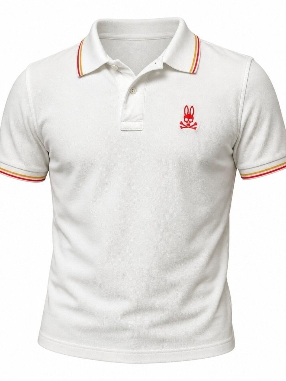 Psycho Bunny Polo Shirts, White / Orange, Men’s 6